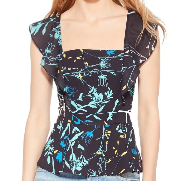PARKER Floral-print Peplum Top - Picture 2 of 7
